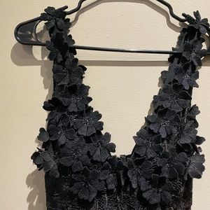 Gamba Paris Black Lace Floral Dress
